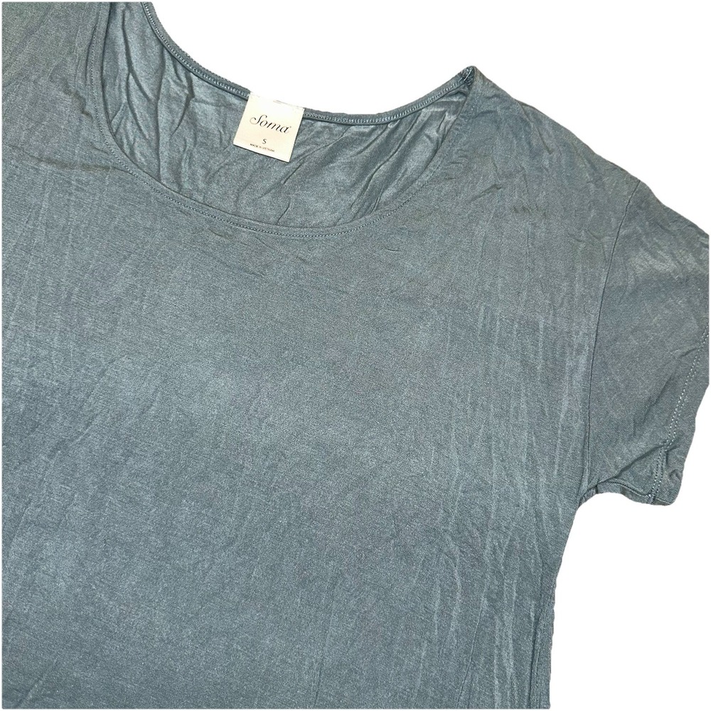 Soma Relaxed Green Short Sleeve Pajama Tee Top Shirt Stretch Comfort Women's S